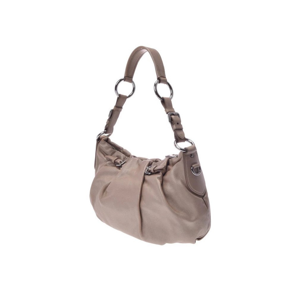 Prada White Bron finish Hobo calfskin Bag soft card